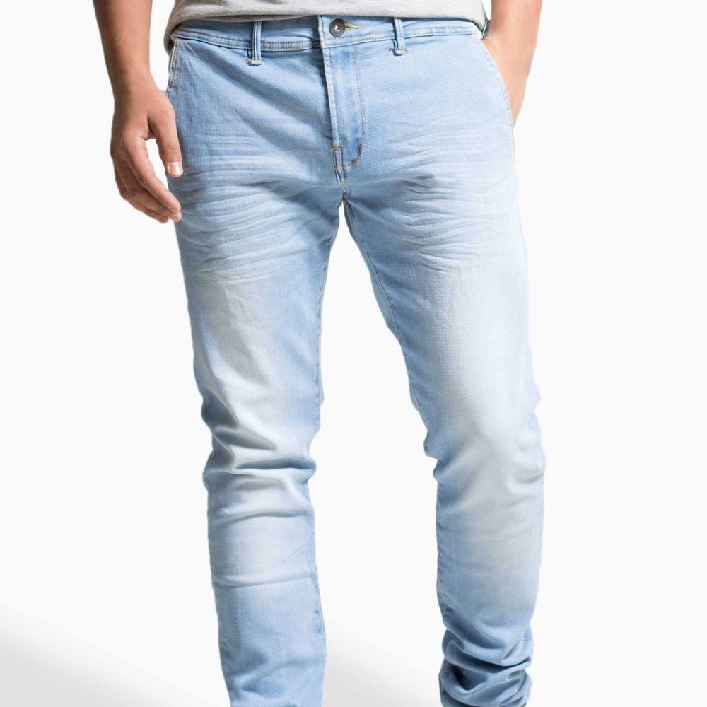 OLGYN Monroe Stretch Knit Light Blue Denim Pant - Picture 1 of 5